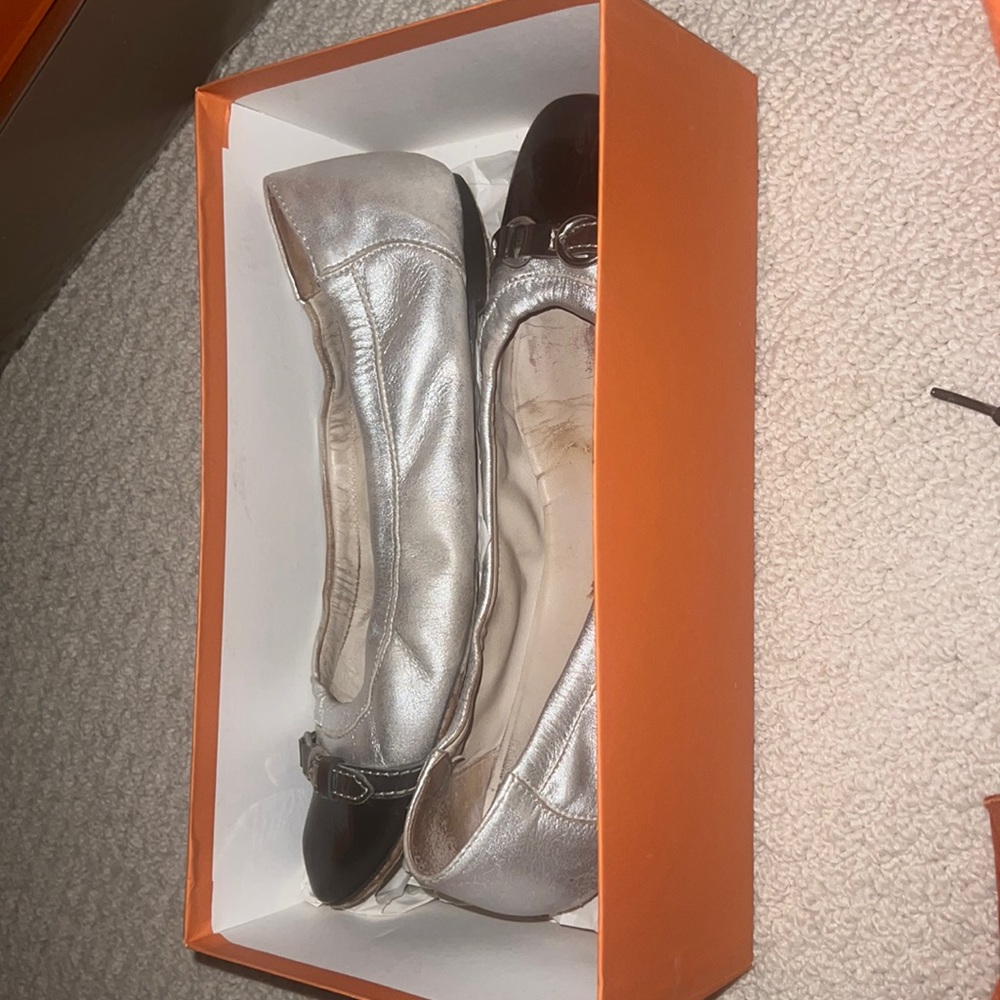 Attilio Giusti Leombruni flats - Silk silver; EU size: 41.5